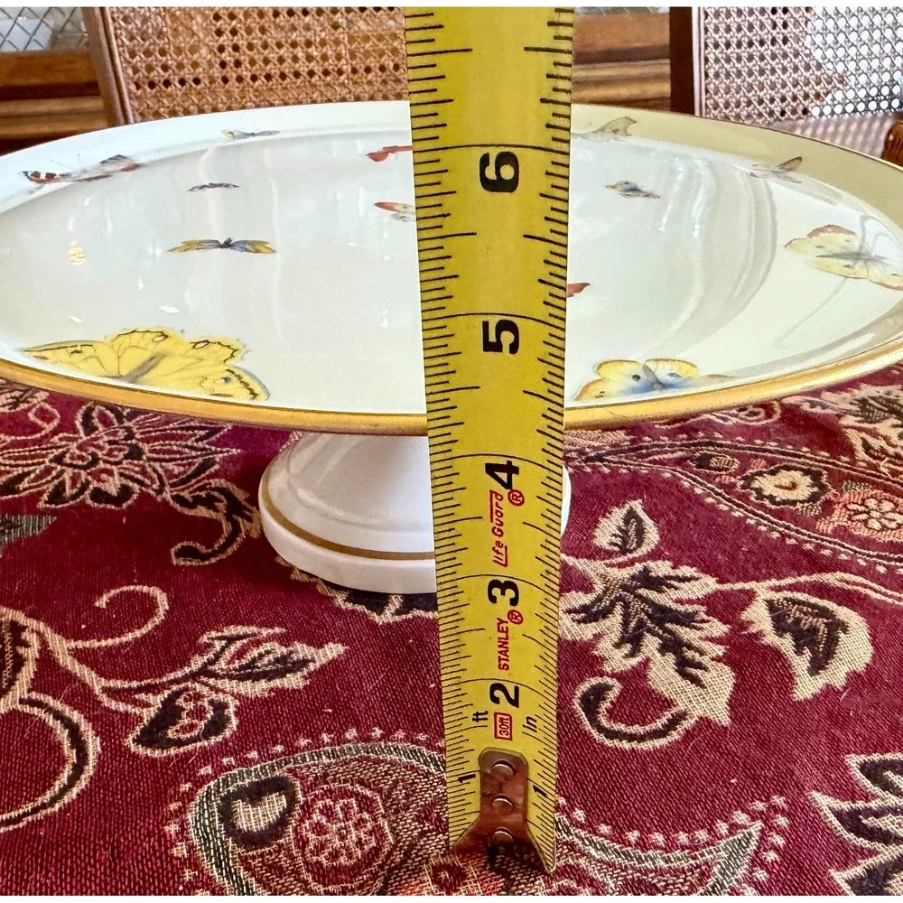 Vintage Limoges France Butterfly Cake Stand - Porcelain Dessert Pedestal